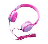 Fiauli Cuffie cablate per bambini, cuffie over-ear stereo HiFi Surround Mega Bass, cuffie per studenti pieghevoli compatibili con HD con microfono per il gioco Rosa