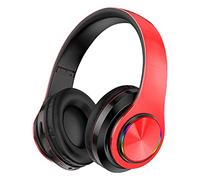 Fiauli Cuffie wireless B39, cuffie stereo pieghevoli con bassi pesanti, con luci di respirazione colorate, compatibili con Bluetooth 5.0, supporto scheda TF per sport, colore rosso domestico