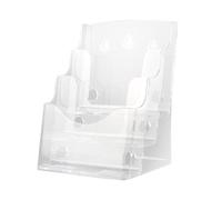 Fiauli Espositore per volantini a 3 scomparti, supporto per brochure da tavolo in acrilico, supporto opzionale per documenti da parete o scrivania, formato A5