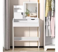 Fiauli Make up Lavabo 70 x 40 x 122 cm, tavolo da toeletta con specchio, touch screen illuminato 3 modalità, tavolo make up con cassetti e ripiani aperti, luminosità regolabile condimento per dormire