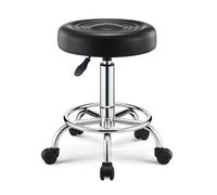 Fiauli Sgabello rolling con ruote, 46-56 cm, scrivania regolabile in altezza, piccolo sgabello per casa, ufficio, sedia rotonda in pelle PU, per bar spa drafting salon, massaggio di lavoro, colore