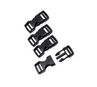 Fibbia di Rilascio Laterale 15mm in Plastica - Snap Claps Clips Fibbie di Ricambio per Cinghia (4 Set), Nero