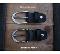fibbia in ottone per cintura 30 mm attacco e occhiello pelle nera uomo donna