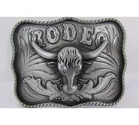 Fibbia Per Cintura Cowboy Western In Metallo Argento 3D Teschio Testa Di Toro TX