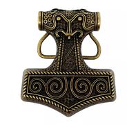 Fibbia per cintura Thor's Hammer Viking Celtic Raven Skane solo fibbia bronza...