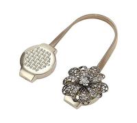 Fibbia per Tende Magnetica con Cristallo, Clip a Scomparsa per Corda Elastica Holdback Decorativo Senza Fori per Casa e Ufficio, Accessorio Fissaggio Tende in Bronzo
