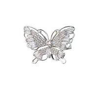 Fibbie per Collari Di Cane E Anelli A D Anello a farfalla in rame Anello con diamante aperto di lusso Anello stereo in cristallo adatto a tutti i di scene Proposta Del Portatore (1-Silver, One Size)