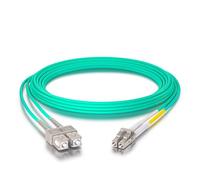 Fiber Patch Cable - LC to SC OM3 10Gb/Gigabit Multi-Mode Jumper Duplex 50/125μm LSZH Fiber Optic Cord for SFP Transceiver, Aque, 5-Meter(16.4-ft)