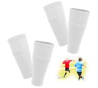 FIBOGOUP 2 paia di parastinchi per bambini e uomini, con tasca ottimizzata, parastinchi da calcio, traspiranti, antiscivolo, stabili (bianco S)