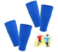 FIBOGOUP 2 paia di parastinchi per bambini e uomini, con tasca ottimizzata, parastinchi da calcio, traspiranti, antiscivolo, stabili (blu S)