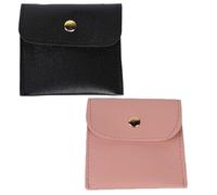 FIBOUND 2 Astucci Portagioie in Pelle Sintetica - Con Chiusura a Bottone. Set da Viaggio Elegante (Nero+Rosa) per Orecchini e Bracciali. Confezione Regalo Inclusa