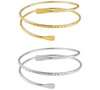 FIBOUND 2 Bracciali a Fascia Regolabili per Donna - Gioiello per Avambraccio in Oro & Argento, Design Serpente Minimalista, Bracciale Aperto Elegante