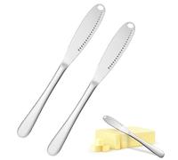 FIBOUND 2 Confezione da Spalmatori per Burro in Acciaio Inossidabile, Coltello da Burro Multifunzionale, Gadget 3 in 1 per Affettare il Pane E Tagliare il Burro - Acciaio Inossidabile