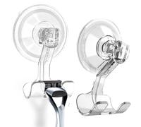 FIBOUND 2 Pezzi Gancio per Rasoio, Ganci per Finestra a Parete, Gancio per Doccia Trasparente, Ganci di Aspirazione, Ganci a Ventosa Trasparenti, per Porta Rasoio, per Rasoi, Bagno e Cucina