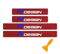 Fibra Di Carbonio Porta Davanzale Protettore 4 Pezzi Per Vo-lvo Rdesign Benvenuto Pedale Strisce Kick Plates Styling Accessori Con Raschietto Film (Rosso)