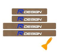 Fibra Di Carbonio Porta Davanzale Protettore 4 Pezzi Per Vo-lvo Rdesign Benvenuto Pedale Strisce Kick Plates Styling Accessori Con Raschietto Film (Verde)
