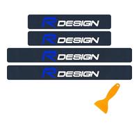 Fibra Di Carbonio Porta Davanzale Protettore 4 Pezzi Per Vo-lvo Rdesign Benvenuto Pedale Strisce Kick Plates Styling Accessori Con Raschietto Film (Blu)