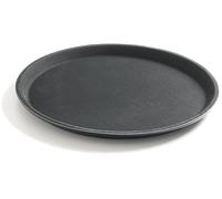 HENDI Vassoio da portata rotondo, superficie antiscivolo, ⌀350x(H)22mm, nero, fibra di vetro e gomma