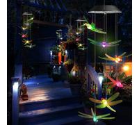 FIBRAAVE, Campanelli a vento a energia solare a forma di farfalla, regalo da giardino per sua nonna, con luci solari, decorazione per esterni, per giardino, cortile, portico, festa della mamma, Natale