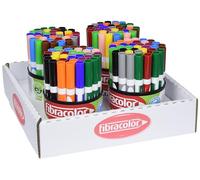 Fibracolor Pennarelli Colormaxi, vassoio con 4 barattoli da 36 pezzi, 12 pezzi per ciascuno di 12 colori, punta grossa conica, superlavabili