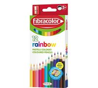 Fibracolor Rainbow astuccio 12 pastelli colorati in legno esagonali punta fine