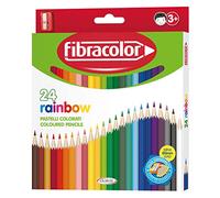 Fibracolor Rainbow astuccio 24 pastelli colorati in legno esagonali punta fine