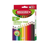 Fibracolor Rainbow Maxi astuccio 12 pastelli colorati in legno esagonali punta grossa