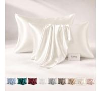 FIBRE EST. 1976 - Federe Cuscino Letto in Raso Satin Effetto Seta 50x80cm, Federa Copri Cuscino Setosa al Tatto con Effetto Antirughe e Pieghe Viso, Chiusura Senza Fastidiosi Bottoni (Panna)