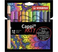 Fibre-Tip Pen with Cap-Ring - STABILO Cappi - ARTY - Pack of 12 - Assorted Colou