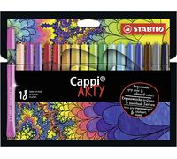 Fibre-Tip Pen with Cap-Ring - STABILO Cappi - ARTY - Pack of 18 - Assorted Colou