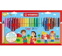 STABILO Pennarello Cappi – con cordino porta cappuccio, astuccio da 24 colori assortiti