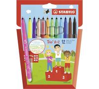 Fibre-Tip Pen with Triangular Grip Zone - STABILO Trio A-Z - Pack of 12 - Assort