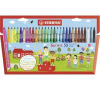 Fibre-Tip Pen with Triangular Grip Zone - STABILO Trio A-Z - Pack of 30 - Assort
