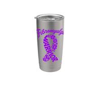 Fibromialgia Guerriero Floreale Nastro Viola Consapevolezza Sopravvissuto Bicchiere termico in acciaio inox doppia parete