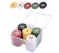 Fiche Da Poker Con Numeri - 100 Pezzi Accessorio Da Gioco Colorato Con Scatola Portaoggetti - Espositore Per Fiches Da Poker | per Serate a Casa Tornei Feste Vacanze Compleanni Uffici Raduni Familiari