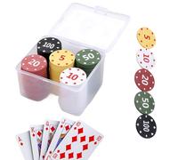 Fiche Da Poker Numerate,Accessorio Da Gioco Da 100 Pezzi Numerato E Colorato Con Custodia | Espositore Per Fiches Da Poker | Per Casa Viaggio Tornei Notturni Feste Vacanza Compleanno Uffici Stanza Rad