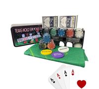 Fiches da Poker Box Completo 200 Gettoni Carte Tappeto Texas Holdem Black Jack
