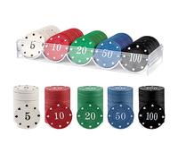 Fiches da Poker in Plastica Chip di Gioco,100 Pezzi Poker Fiches da Gioco con Numero per Bambini Gioco Imparare Matematica Conteggio Gioco del Bingo Chip, 5 Colori