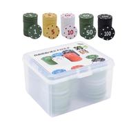 Fiches da poker numerate - Bulk 100 pezzi di gioco, set di fiches da poker con custodia da viaggio | giochi a casa, riunioni di famiglia, amici, feste, compleanni, uffici e tornei