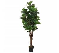 Fico artificiale con 96 foglie in PEVA e tronchi di legno, altezza 80 cm, pianta artificiale facile da pulire, in vaso di plastica, per soggiorno, ufficio, balcone, giardino, decorazione per interni