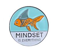 Ficsowy Spilla smaltata a forma di pesce rosso a forma di squalo Mindset is Everything, per donne, uomini, adolescenti, adulti, zinco, senza gemme, zinco, senza pietre preziose, senza pietre preziose
