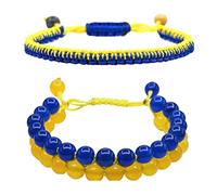 Fictory 2 braccialetti ucraini con perline di cristallo naturale, regolabili, intrecciati, per yoga, meditazione, idea regalo