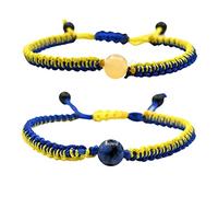 Fictory 2 braccialetti ucraini - regolabile intrecciato a mano blu giallo gioielli per yoga, meditazione, supporto Ucraina