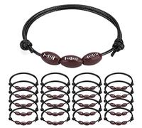 Fictory 20 braccialetti con palline da calcio, baseball, rugby, cordino cerato regolabile, regalo unico per ragazzi e ragazze, braccialetti con spirito di squadra