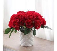 Fictory Bouquet di rose artificiali, 10 fiori di seta champagne per matrimonio, bouquet da sposa, decorazione per la casa, centrotavola