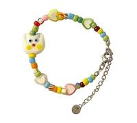 Fictory Braccialetto di perline colorato regolabile elastico per coppie regalo dell'amicizia bianco