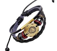 Fictory Braccialetto vintage unisex fatto a mano, multistrato, con ciondolo a forma di leone, regalo unico