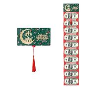 Fictory Busta Angpao Malaysian Green Moon, pieghevole, con 10 scomparti per carte, design con linguetta per compleanni, Capodanno lunare e celebrazioni culturali