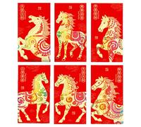 Fictory Buste rosse 2026 anno del cavallo, design creativo con cavalli in cartone animato, pacchetti Lai See, assortimento misto Capodanno cinese Hongbao per regali di festival di primavera