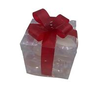 Fictory Confezione regalo con fiocco rosso da 19 cm, decorazione natalizia pieghevole a LED con effetto scintillante fiaba, decorazione per interni ed esterni, per feste, caminetto e matrimoni